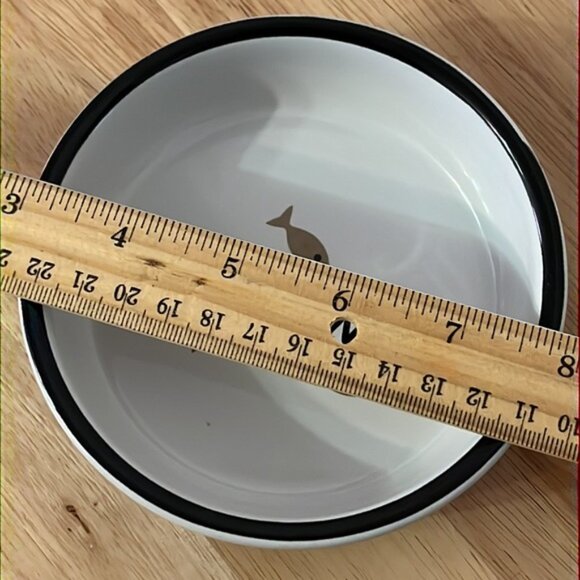 🎀 Whisker City ceramic cat bowl dish with ‘meow’ and fish print decor - Picture 8 of 11